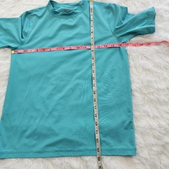 RASH guard swim shirt size large 10-12 Husky turquoise - Picture 3 of 7